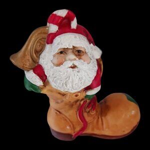 Vtg old brown boot with santa "4"
